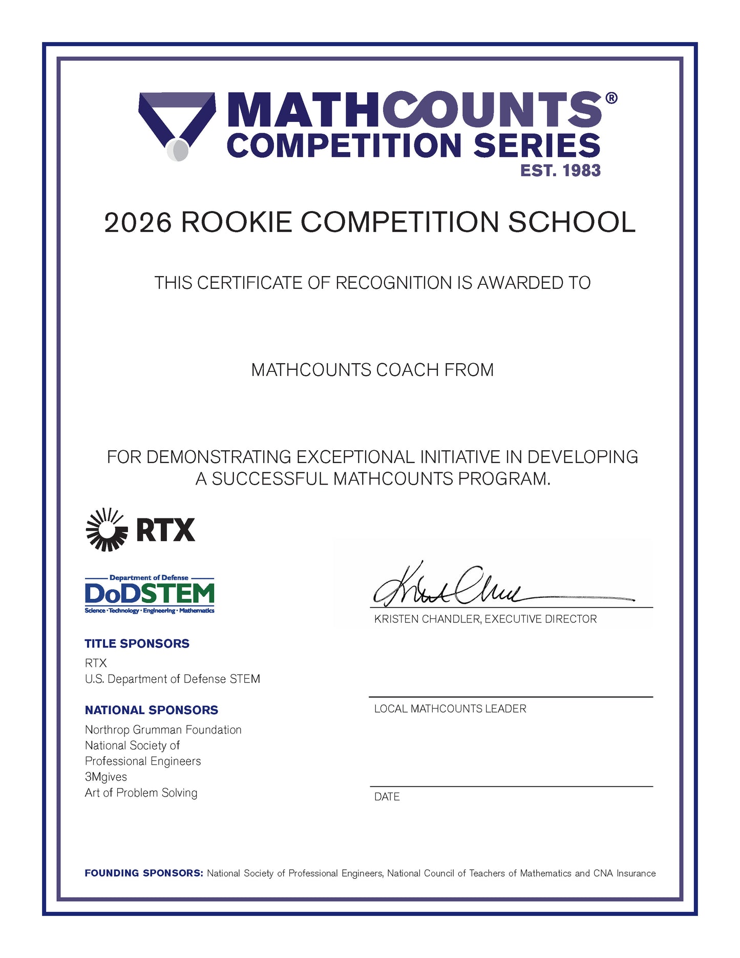NRC Rookie School Certificate