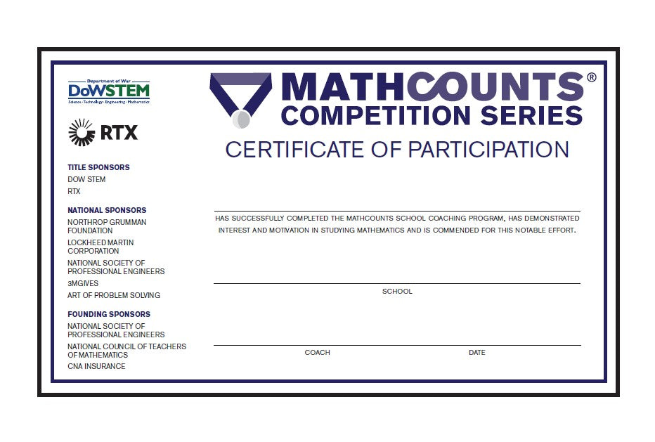 CSP Competition Series Participation Certificate
