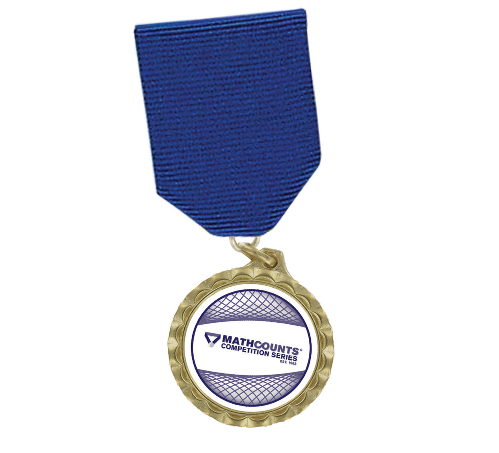 MC1909 1 3/8" MATHCOUNTS® Medal with Blue Drape Ribbon
