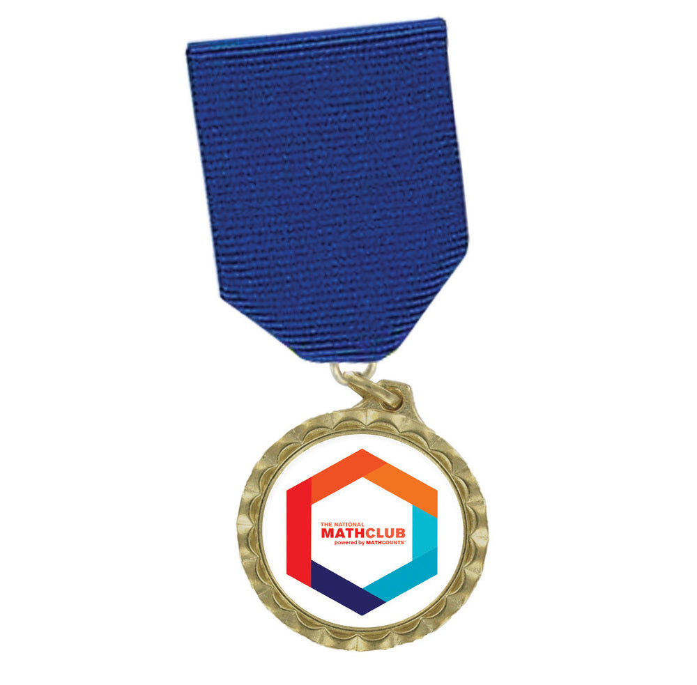 MC1909C 1 3/8" MathClub Medal with Blue Drape Ribbon